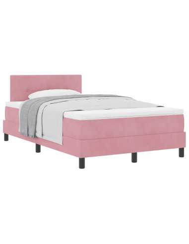 Letto a molle con testiera Rosa 120 x 190 cm Velluto
