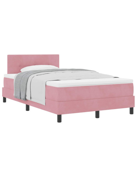 Letto a molle con testiera Rosa 120 x 190 cm Velluto