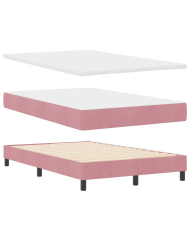 Letto a molle con testiera Rosa 120 x 190 cm Velluto