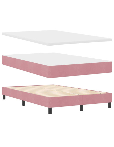 Letto a molle con testiera Rosa 120 x 190 cm Velluto