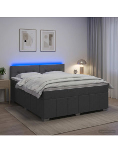 Letto box spring con materasso Grigio Scuro 180 x 200 cm