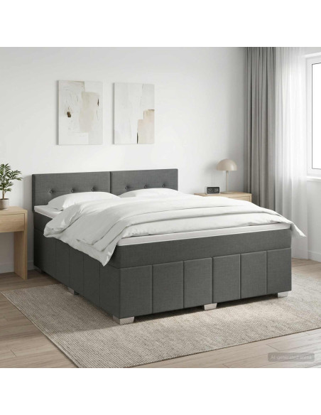 Letto box spring con materasso Grigio Scuro 180 x 200 cm