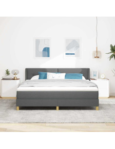 Letto a molle con testiera Grigio scuro 200 x 180 cm Tessuto