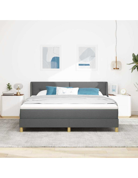 Letto a molle con testiera Grigio scuro 200 x 180 cm Tessuto