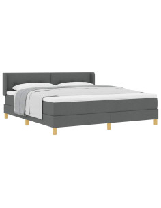 Letto a molle con testiera Grigio scuro 200 x 180 cm Tessuto 2