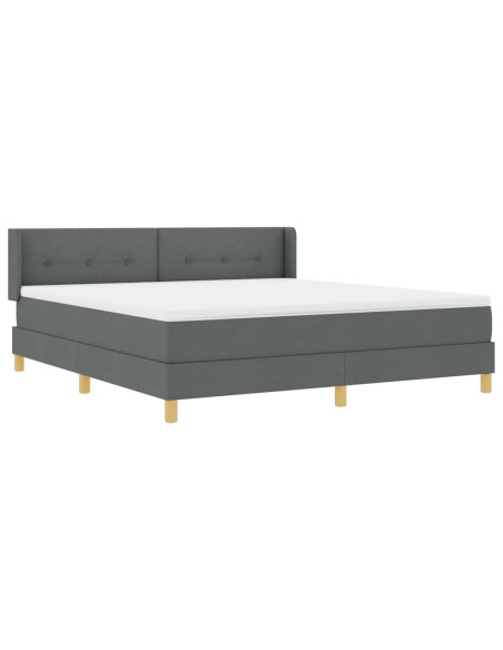 Letto a molle con testiera Grigio scuro 200 x 180 cm Tessuto