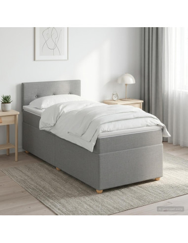 Letto box spring con materasso Grigio Chiaro 80 x 200 cm