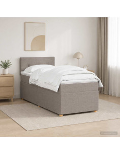 Letto box spring con materasso Tortora 80 x 200 cm Tessuto
