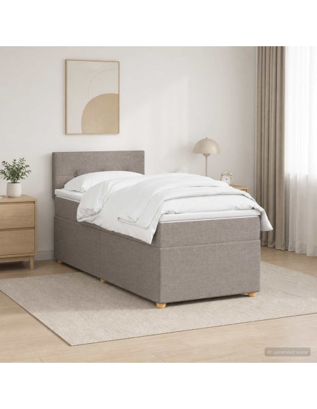 Letto box spring con materasso Tortora 80 x 200 cm Tessuto