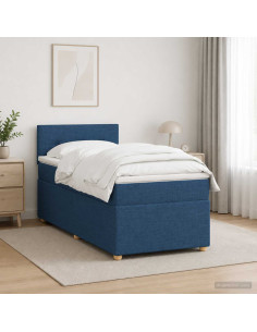 Letto box spring con materasso Blu 80 x 200 cm Tessuto