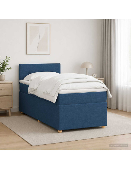 Letto box spring con materasso Blu 80 x 200 cm Tessuto
