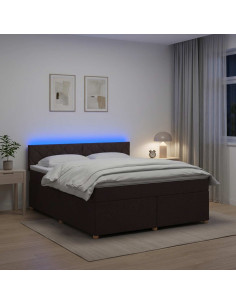 Letto box spring con materasso Marrone Scuro 160 x 200 cm