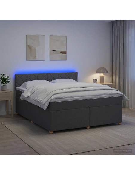Letto box spring con materasso Grigio Scuro 180 x 200 cm