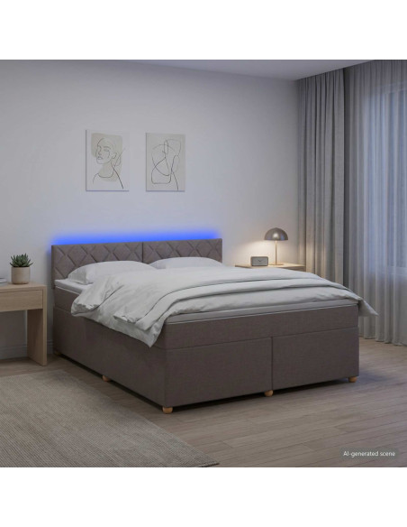 Letto box spring con materasso Tortora 180 x 200 cm Tessuto