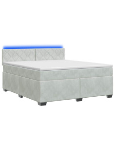 Letto con Box Spring, Materasso e LED Grigio Chiaro Velluto 2