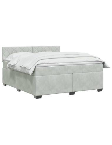 Letto con Box Spring, Materasso e LED Grigio Chiaro Velluto