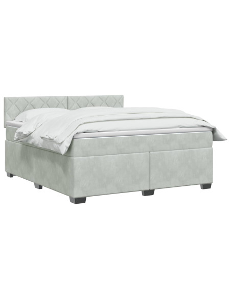Letto con Box Spring, Materasso e LED Grigio Chiaro Velluto