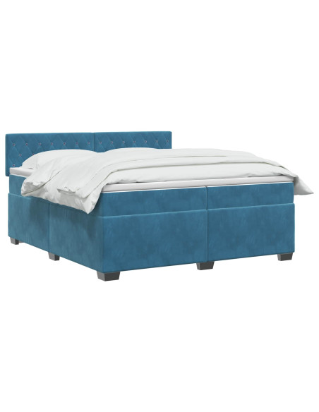 Letto con Box Spring, Materasso e LED Blu 200 x 200 cm Velluto