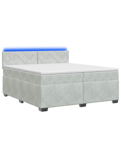 Letto con Box Spring, Materasso e LED Grigio Chiaro Velluto 2