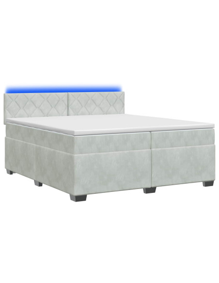 Letto con Box Spring, Materasso e LED Grigio Chiaro Velluto