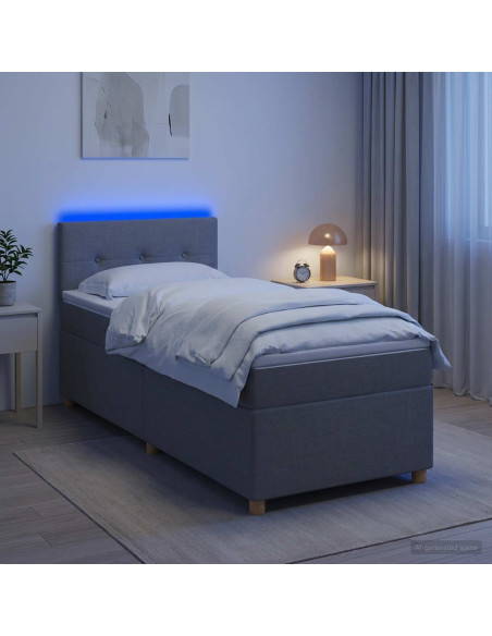 Letto box spring con materasso Grigio Chiaro 80 x 200 cm
