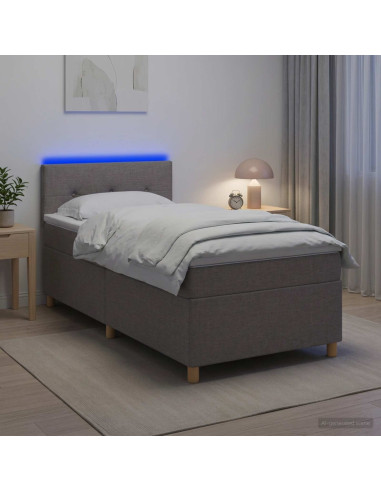 Letto box spring con materasso Tortora 80 x 200 cm Tessuto