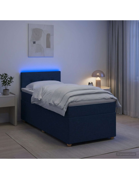 Letto box spring con materasso Blu 80 x 200 cm Tessuto