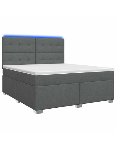 Letto box spring con materasso Grigio Scuro 180 x 200 cm