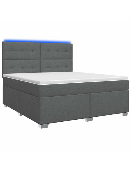 Letto box spring con materasso Grigio Scuro 180 x 200 cm