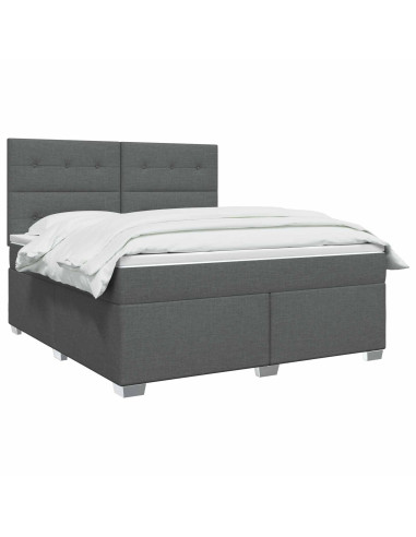 Letto box spring con materasso Grigio Scuro 180 x 200 cm