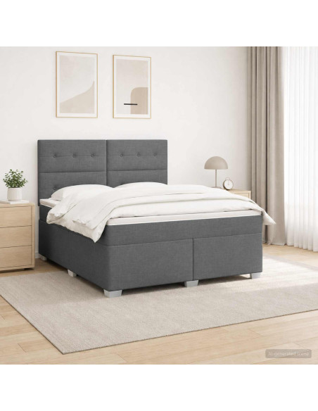 Letto box spring con materasso Grigio Scuro 180 x 200 cm