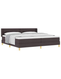 Letto a molle con testiera Marrone Scuro 200 x 200 cm Tessuto