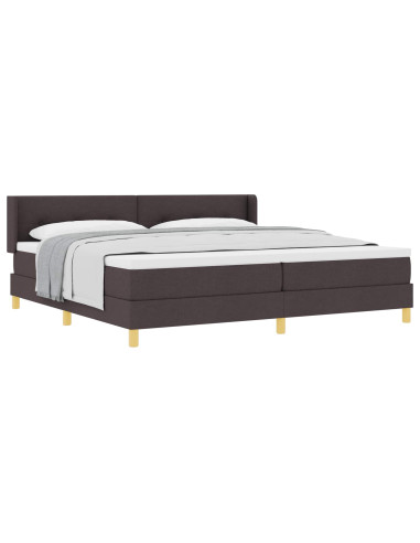 Letto a molle con testiera Marrone Scuro 200 x 200 cm Tessuto