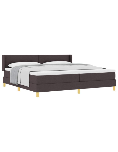 Letto a molle con testiera Marrone Scuro 200 x 200 cm Tessuto