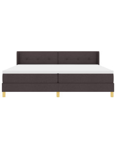 Letto a molle con testiera Marrone Scuro 200 x 200 cm Tessuto 2