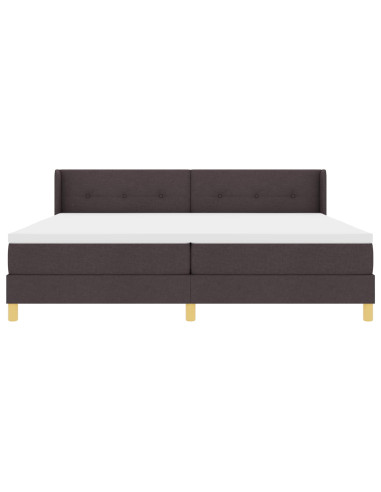 Letto a molle con testiera Marrone Scuro 200 x 200 cm Tessuto