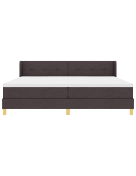 Letto a molle con testiera Marrone Scuro 200 x 200 cm Tessuto