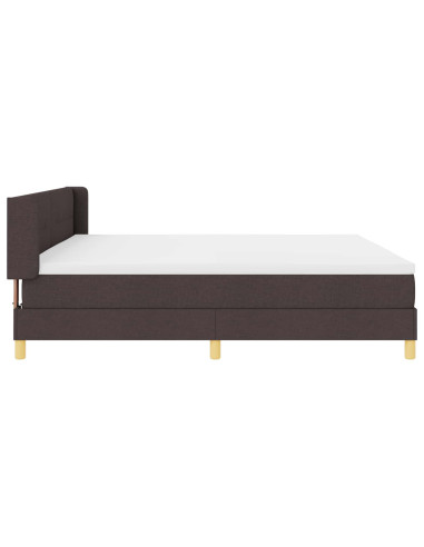 Letto a molle con testiera Marrone Scuro 200 x 200 cm Tessuto