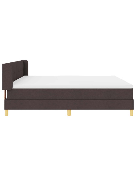 Letto a molle con testiera Marrone Scuro 200 x 200 cm Tessuto