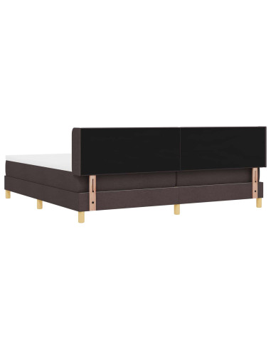 Letto a molle con testiera Marrone Scuro 200 x 200 cm Tessuto