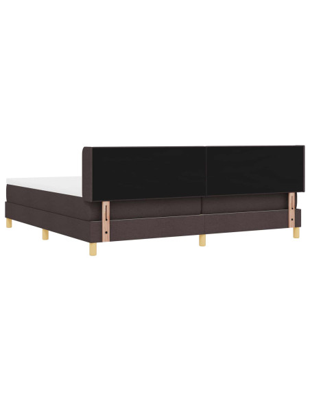 Letto a molle con testiera Marrone Scuro 200 x 200 cm Tessuto