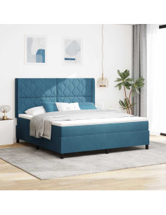 Letto a molle con materasso Blu 180 x 200 cm Velluto