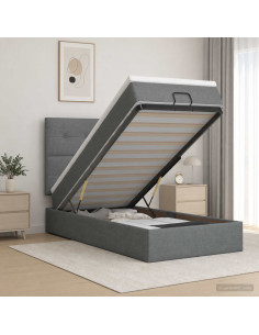 Letto ottomano con materasso Grigio Scuro 90 x 190 cm Tessuto