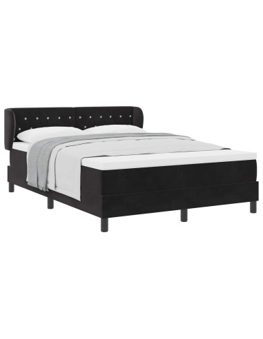 Letto a molle con testiera Nero 140 x 190 cm Velluto