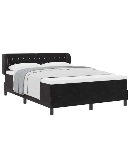 Letto a molle con testiera Nero 140 x 190 cm Velluto