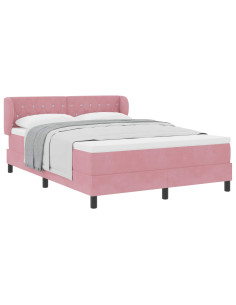 Letto a molle con testiera Rosa 140 x 190 cm Velluto 2