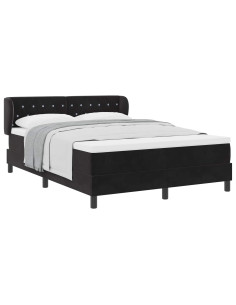 Letto a molle con testiera Nero 140 x 200 cm Velluto 2