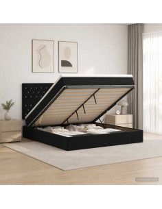 Letto ottomano con materasso Nero 140 x 190 cm Velluto