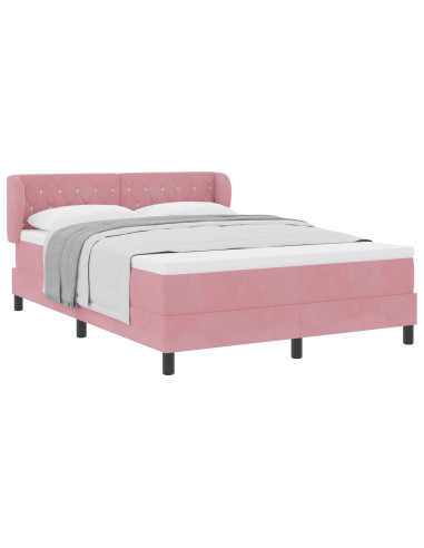 Letto a molle con testiera Rosa 160 x 200 cm Velluto