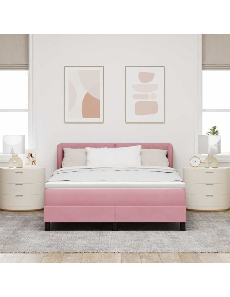 Letto a molle con testiera Rosa 160 x 200 cm Velluto